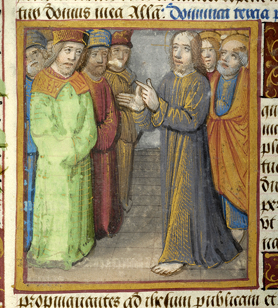 Jesús i els fariseus (The Morgan Library MS M. 8 fol. 149r, vers 1511)